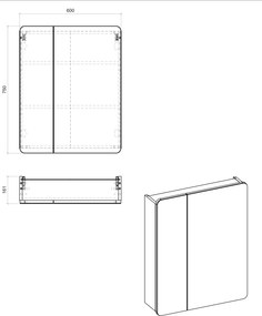 Szafka łazienkowa z lustrem 2-drzwiowa 60 cm, Aruba 841 FSC