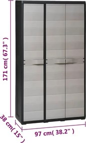 Wielofunkcyjna szafa do ogrodu i piwnicy czarny + szary - Kendall 6X