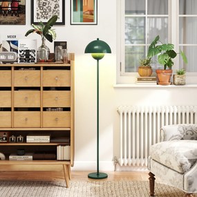 HOMCOM Lampa podłogowa, okrągły klosz, sterowanie nożne, długi kabel, elegancki design, stal, zielona