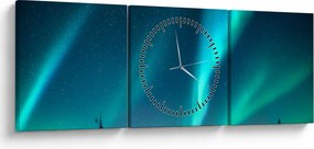 Obraz - Aurora Borealis (z zegarem) (90x30 cm)