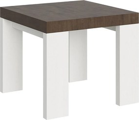 Rozkładany stół 90x90/246 cm Roxell Mix Blat z orzecha włoskiego - nogi z białego jesionu
