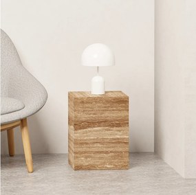 Stolik pomocniczy z trawertynu – orzech – Dove Low