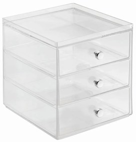 Przezroczysty organizer z 3 szufladami iDesign Drawers, wys. 18 cm