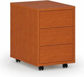 Kontenerek biurowy mobilny PRIMO WOOD, PUSH-lock, 3 szuflady, czereśnia