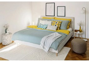Beżowe tapicerowane łóżko dwuosobowe ze stelażem 180x200 cm Elyna – Bobochic Paris
