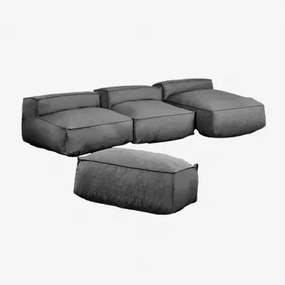 Sofa Modułowy Z Szezlongiem 3-częściowy I Pufem Do Ogrodu Dojans Szary Granit - Sklum