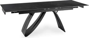 Stół Rozkładany Prostokątny DEVON 160-220 cm Ceramiczny Czarny Marmur/Czarny Glamour