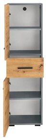 Wysoka wąska szafka łazienkowa w dekorze dębu 130x35 cm Malika – Støraa