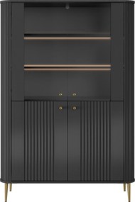 Witryna Vesper 103 cm czterodrzwiowa - czarny / złote nogi