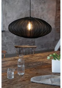 Czarna lampa wisząca z tekstylnym kloszem ø 60 cm Florence – Markslöjd