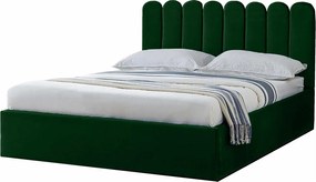 Tapicerowane łóżko Venezia 130x212x90 cm, powierzchnia spania 120x200 cm, schowek, podnośnik, tkanina Monolith zielony
