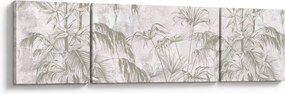 Obraz - Tropikalne rośliny na ścianie w kolorze szarym (170x50 cm)