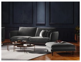 Ciemnoszara aksamitna sofa Cosmopolitan Design Vienna, 230 cm