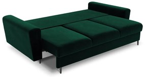 Zielona aksamitna rozkładana/ze schowkiem sofa 235 cm Kyoto – Cosmopolitan Design