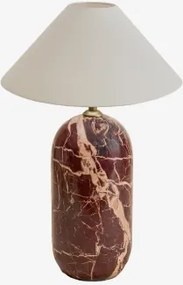 Lampa Stołowa Z Naturalnego Kamienia Yalvira Czerwony Marmur Cherry Gold & Biały Matowy Ø35 Cm - ↑15 Cm Graciela - Sklum