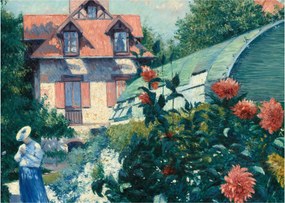 Obraz - Gustave Caillebotte, Dahlias, Garden at Petit Gennevilliers, reprodukcje (70x50 cm)