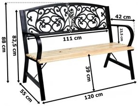 Ławka ogrodowa z oparciem i podłokietnikami S6-T87