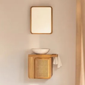 Zestaw Wiszących Mebli Łazienkowych Z Drewna Tekowego Georgy Drewno Tekowe & Cement - Sklum