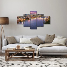 Obraz nocnego miasta Bratysławy z rzeką (125x70 cm)