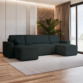 Masseno Narożnik PESANO z funkcją spania i pojemnikiem na pościel Narozniki U, Rozkładana sofa - Czarny, POSO 135