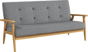 HOMCOM Trzyosobowa sofa tapicerowana, drewno kauczukowe, 154,5 x 69,5 x 73 cm, Szary