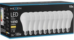Mexen Nova 10x żarówka LED E27, A70, 18W, Ciepła - 3000K, 1890 lm - L100-E27-1830-01x10