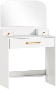 HOMCOM Toaletka z lustrem, Kompaktowa toaletka z 3 szufladami, Biała | Aosom PL