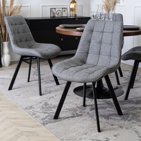 Krzesło Tapicerowane do Salonu RICK 2 Szare Nowoczesne Loft