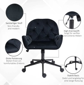 Vinsetto Ergonomiczny fotel wypoczynkowy z miękką regulacją czarnym metalem aksamitnym