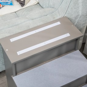 PawHut Schody dla Zwierząt, dla Psów/Kotów, 4-stopniowe, Krótki Plusz, do 30 kg, 40 x 59 x 54,2 cm, Szare