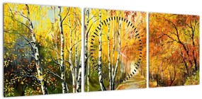 Obraz - Romantyczna aleja wzdłuż wody, obraz olejny (z zegarem) (90x30 cm)
