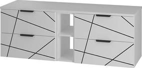 Zestaw Łazienkowy 140cm Szafka z Blatem Regał Biały Mat Wood