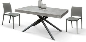 Stół drewniany, wykończenie w kolorze szarym, podstawa z metalu w kolorze antracytowym, 180×90–260×90 - CARRARA