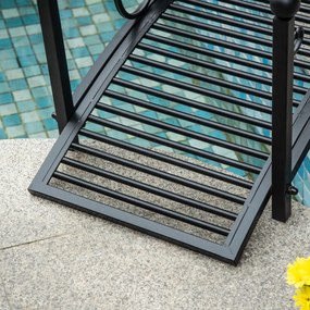 Outsunny Mostek ogrodowy, mostek do stawu z poręczami bezpieczeństwa, dekoracyjny mostek o nośności do 100 kg, 102 x 48 x 49 cm, czarny | Aosom PL