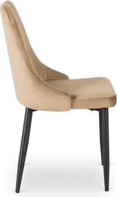 Zestaw Stół Okrągły Rozkładany HARRY 102-142 cm Dąb Artisan/Czarny i 4 Krzesła Tapicerowane BARI Beż Nowoczesne