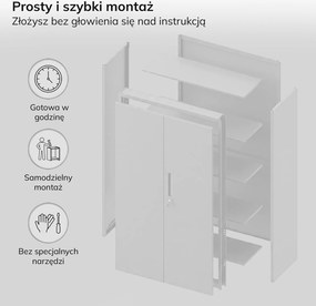 Szafa metalowa wielofunkcyjna Megan z szufladą, szara