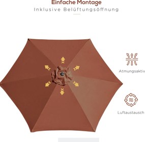 Outsunny Parasol Przegubowy Ogrodowy z Korbką Ręczną Kolor Kawowy Ø2,7x2,35m | Aosom PL