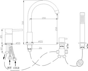 Mexen Alma bateria wannowa, chrom - 75032-00