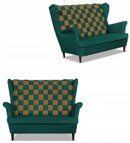 Sofa kanapa uszak CAROL DUO skandynawska Family Meble zielono - brązowa