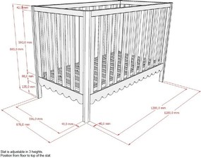 Beżowe łóżeczko z litego drewna sosnowego z regulowaną wysokością 60x120 cm Swingo – Vipack
