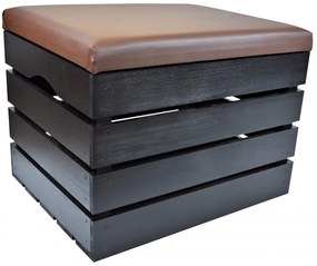 Pufa kufer skrzynia drewniana sosnowa siedzisko 50cm malowana czarna