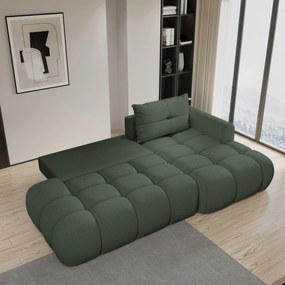 Masseno Narożnik FLUMA z funkcją spania i pojemnikiem na pościel Narozniki L, Rozkładana sofa - Zielony, QUELLE 37