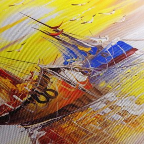 Obraz - Obraz statku (z zegarem) (90x30 cm)