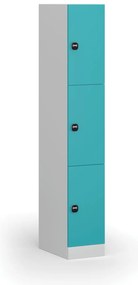 Szafka skrytkowa, 3 schowki, 1850 x 300 x 500 mm, demontaż, zamek RFID, drzwi zielone