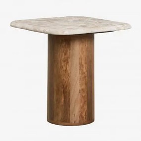 Kwadratowy Stolik Pomocniczy 40x40 Cm Merieines Marmur Beżowy Panther & ↑40 Cm - Sklum