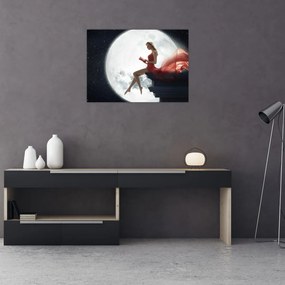 Obraz na szkle - Kobieta w świetle księżyca (70x50 cm)