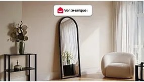 Lustro łukowe dużych rozmiarów z drewna paulowni - szer. 65 x wys. 170 cm - Czarny - SHANGI