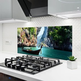 Szkło Ozdobne do Kuchni Samotna Łódź Nad Jeziorem