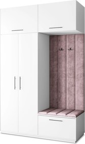 Masseno Garderoba REMA 150/240/60 cm Nowoczesna Szafa do Przedpokoju Biała, MONOLITH 62 (Wrzosowy)
