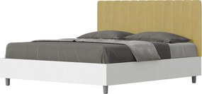 Łóżko wyposażone w stelaż z listwami 160x200 konstrukcja Frassino biała zagłówek microfibra Okra Kaia